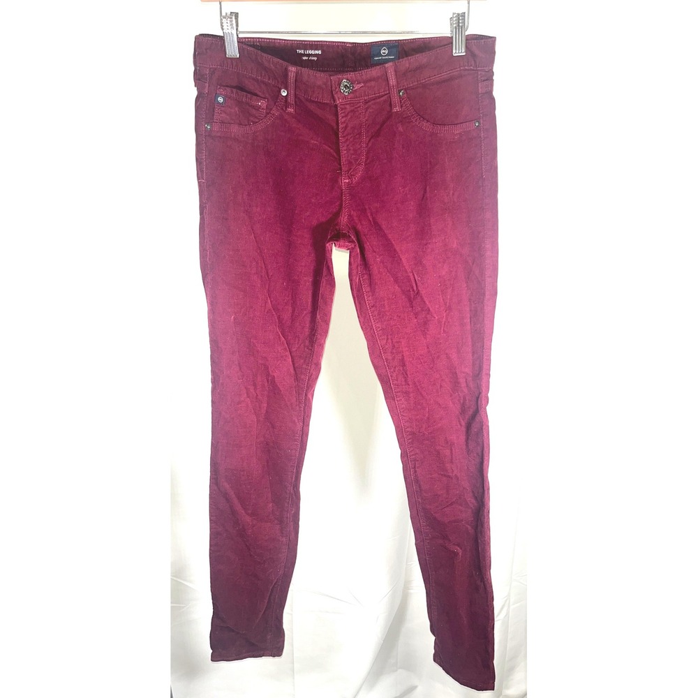AG Adriano Goldschmied The Legging Super Skinny Corduroy Pants Burgundy 28R